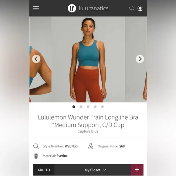 Lululemon Wunder Train Longline Bra Medium Support C/D Cup in Capture Blue - Picture 5 of 5